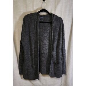 American Eagle Outfitter Open Front Cardigan/ Hood/Pockets Size Med Dark Grey